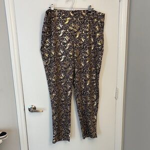 Ashley Stewart Black and Gold Paisley Trousers